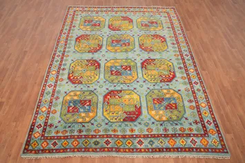 Eye-Catching Colorful Oushak Handmade Rug 8x10 with Unique Artwork