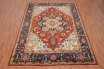 Geometric Heriz Serapi Indian Large Rug 10x14