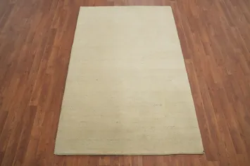 Elegant Minimalist Beige Gabbeh Rug 4x6 for Modern Living Spaces