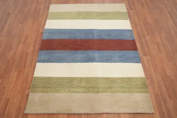 Colorful Striped Gabbeh Rug 5x6 Offering Warmth with Elegant Design