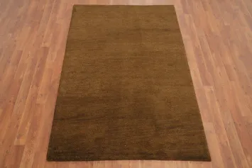 Elegant Earth Tones: Brown Gabbeh Handmade Rug 4x6