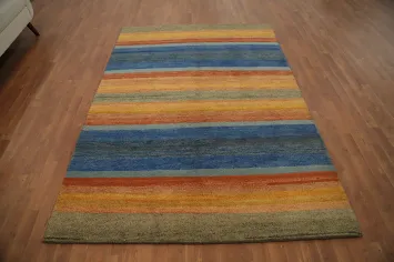 Vibrant Stripe Gabbeh Area Rug 6x8 for Modern Living Rooms