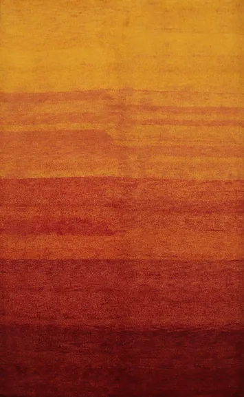 Warm Gradient Gabbeh Area Rug 6x8 with Captivating Sunburst Hues