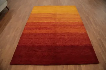 Warm Gradient Gabbeh Area Rug 6x8 with Captivating Sunburst Hues