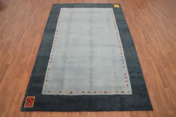 Sleek Contemporary Gabbeh Area Rug 7x10 with Edge Details