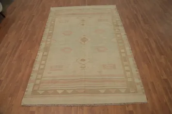 Chic Geometric Pattern Kilim Area Rug 6x9 in Gentle Neutral Palette