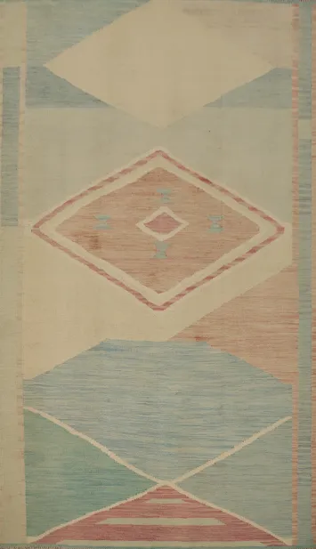 Pastel Geometric Modern Kilim Area Rug 5x8 for Contemporary Interiors