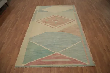 Pastel Geometric Modern Kilim Area Rug 5x8 for Contemporary Interiors