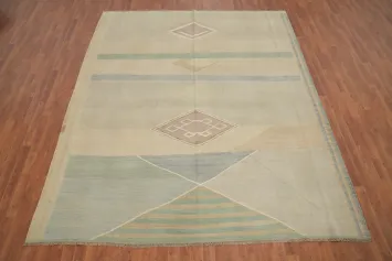 Minimalist Pastel Tones Kilim Area Rug 8x10 with Geometric Patterns