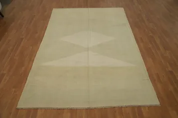 Neutral Tone Kilim Area Rug 6x10 Highlighting Gentle Geometric Shapes