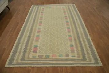 Vegetable Dye Geometric Kilim Handwoven Area Rug 6x9