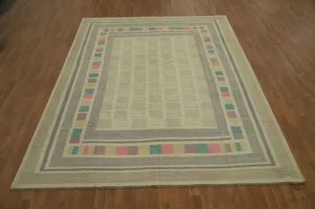 Vegetable Dye Geometric Kilim Handwoven Area Rug 8x10