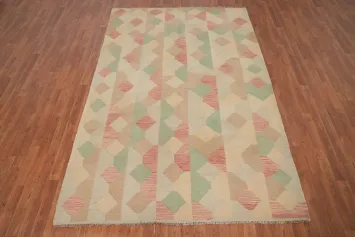 Vegetable Dye Geometric Kilim Handwoven Area Rug 6x9