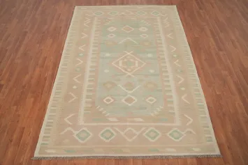 Vegetable Dye Geometric Kilim Flat Weave Area Rug 6x8