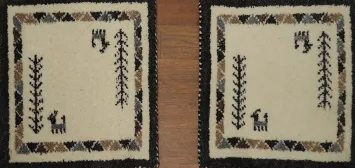 Set of Two Gabbeh Handmade Square Rugs 1x1