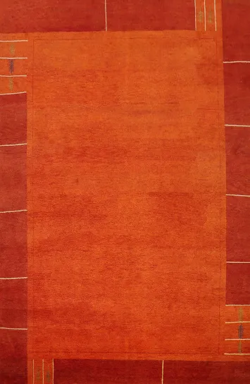 Vibrant Orange Gabbeh Area Rug 10x12 with Border Design