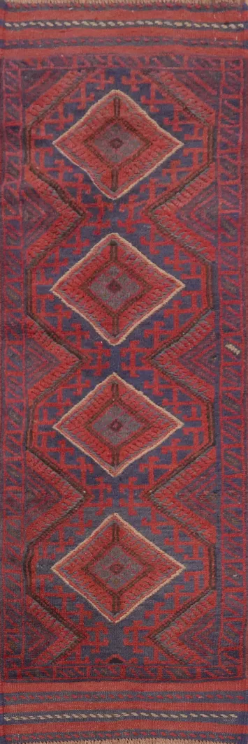 Tribal Wool Balouch Oriental Runner Rug 2x7