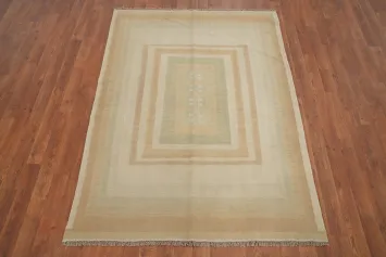 Vegetable Dye Geometric Wool Kilim Handwoven Rug 4x6