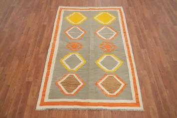 Vegetable Dye Geometric Wool Kilim Modern Rug 4x6