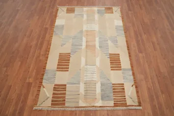 Vegetable Dye Wool Kilim Handwoven Rug 4x6