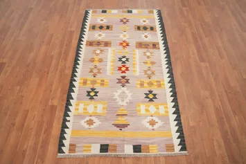 Vegetable Dye Tribal Wool Kilim Handwoven Rug 3x6