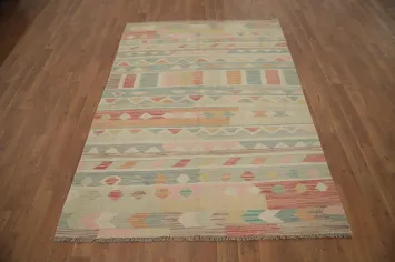Vegetable Dye Geometric Kilim Handwoven Rug 4x6