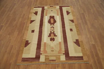 Vegetable Dye Geometric Kilim Handwoven Rug 4x6