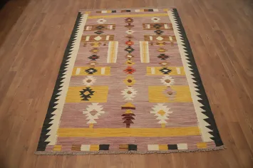 Vegetable Dye Pink Kilim Handwoven Rug 4x6