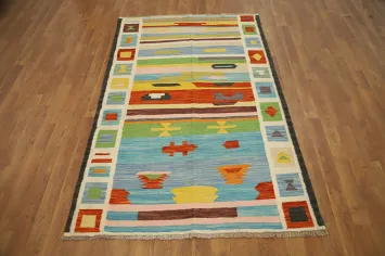 Vegetable Dye Geometric Kilim Handwoven Rug 4x6