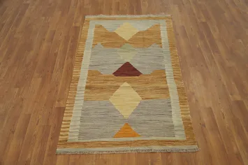 Vegetable Dye Geometric Kilim Flat Weave Rug 3x5