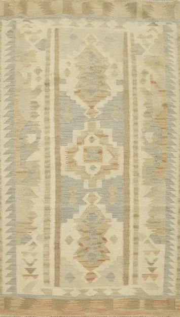 Vegetable Dye Geometric Kilim Flat Weave Rug 3x5