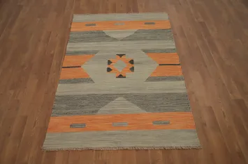 Vegetable Dye Geometric Kilim Flat Weave Rug 3x5