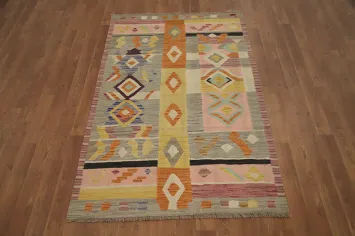 Vegetable Dye Tribal Wool Kilim Handwoven Rug 3x5