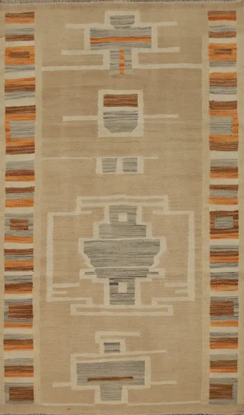 Vegetable Dye Tribal Wool Kilim Handwoven Rug 3x5