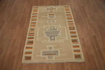 Vegetable Dye Tribal Wool Kilim Handwoven Rug 3x5