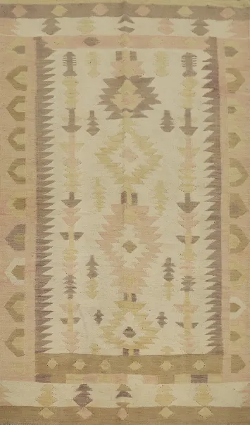 Vegetable Dye Wool Kilim Handwoven Rug 4x7