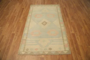 Pastel Colors Kilim Wool Rug 3x5 for Cozy Living Room Vibes
