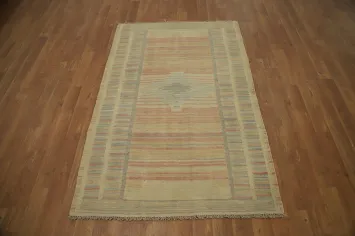 Vegetable Dye Geometric Kilim Handwoven Rug 3x5