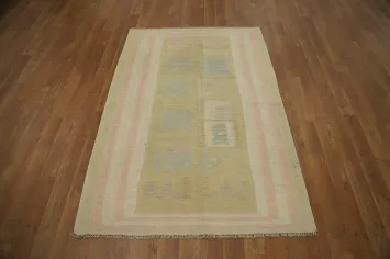 Vegetable Dye Geometric Kilim Handwoven Rug 3x5