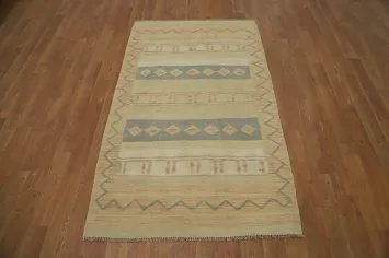 Vegetable Dye Geometric Kilim Flat Weave Rug 3x5