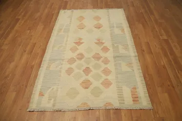 Vegetable Dye Geometric Kilim Flat Weave Rug 3x5