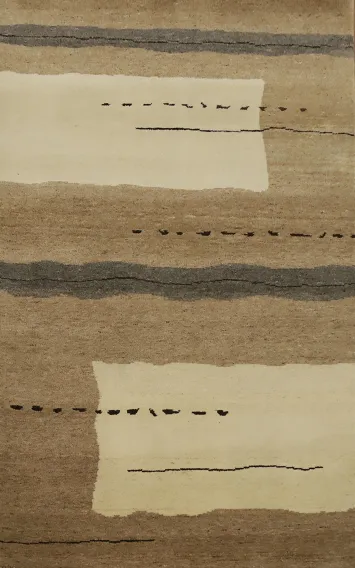 Classic Minimalist Gabbeh Rug 4x7 with Subtle Earthy Hues