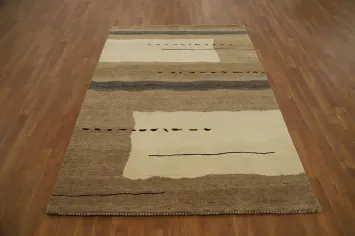 Classic Minimalist Gabbeh Rug 4x7 with Subtle Earthy Hues