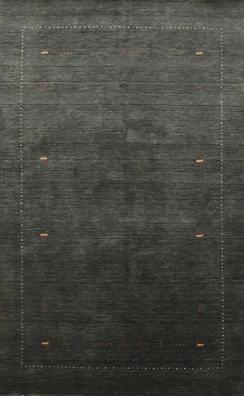 Elegant Dark Gray Gabbeh Area Rug 5x8 with Subtle Tribal Highlights