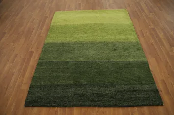 Lush Green Ombre Gabbeh Rug 5x7 Layered Statement Piece