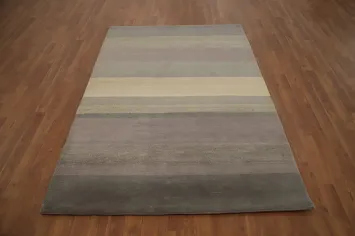 Elegant Neutral Stripes Gabbeh Modern Area Rug 5x8