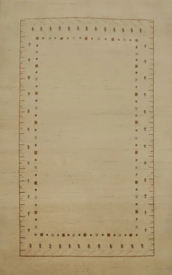 Neutral Toned Gabbeh Area Rug 6x8 with Intricate Design