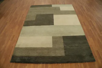 Modern Wool Geometric Gabbeh Area Rug 6x8