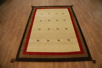 Little Animals Design Gabbeh Handmade Rug 5x7