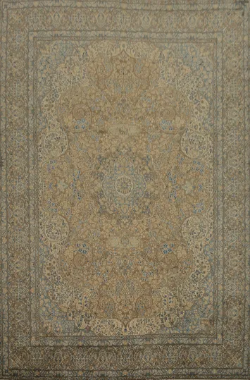 Vintage Floral Wool Kerman Persian Area Rug 10x13